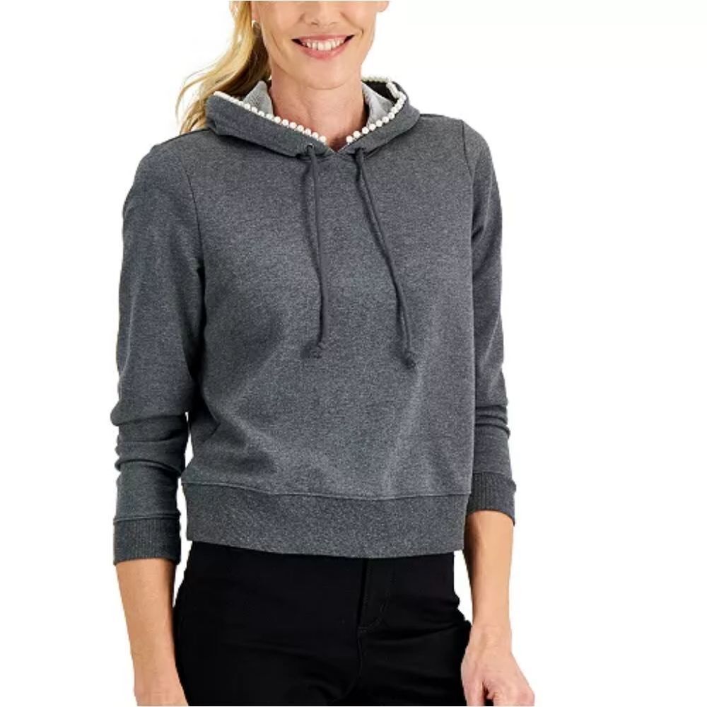 Charter Club Pearl Trim Hoodie sz MP 